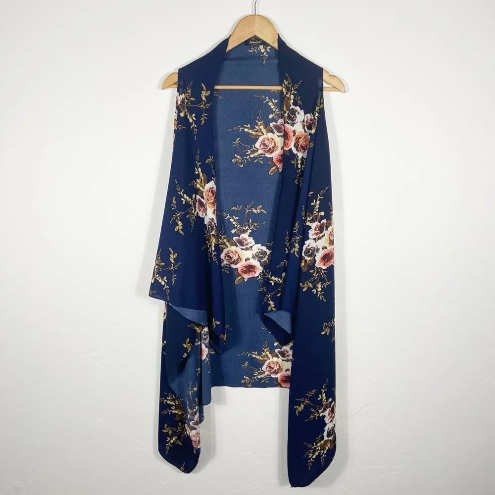 Floral Navy Swim‎ Coverup